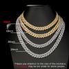JUNVirtuous Cuban Link Chain Mens Necklace Iced Out Miami Cuban Necklace Silver/Gold Chain Bling Diamond Hip Hop Jewelry Chains for Men Women Boy 16/18/20/24 IN view 2