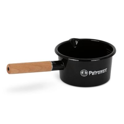 Petromax Enamel Pan for Campfire Cooking, Indoor/Outdoor Pot, 1 Liter or 1.1 Qt, Black