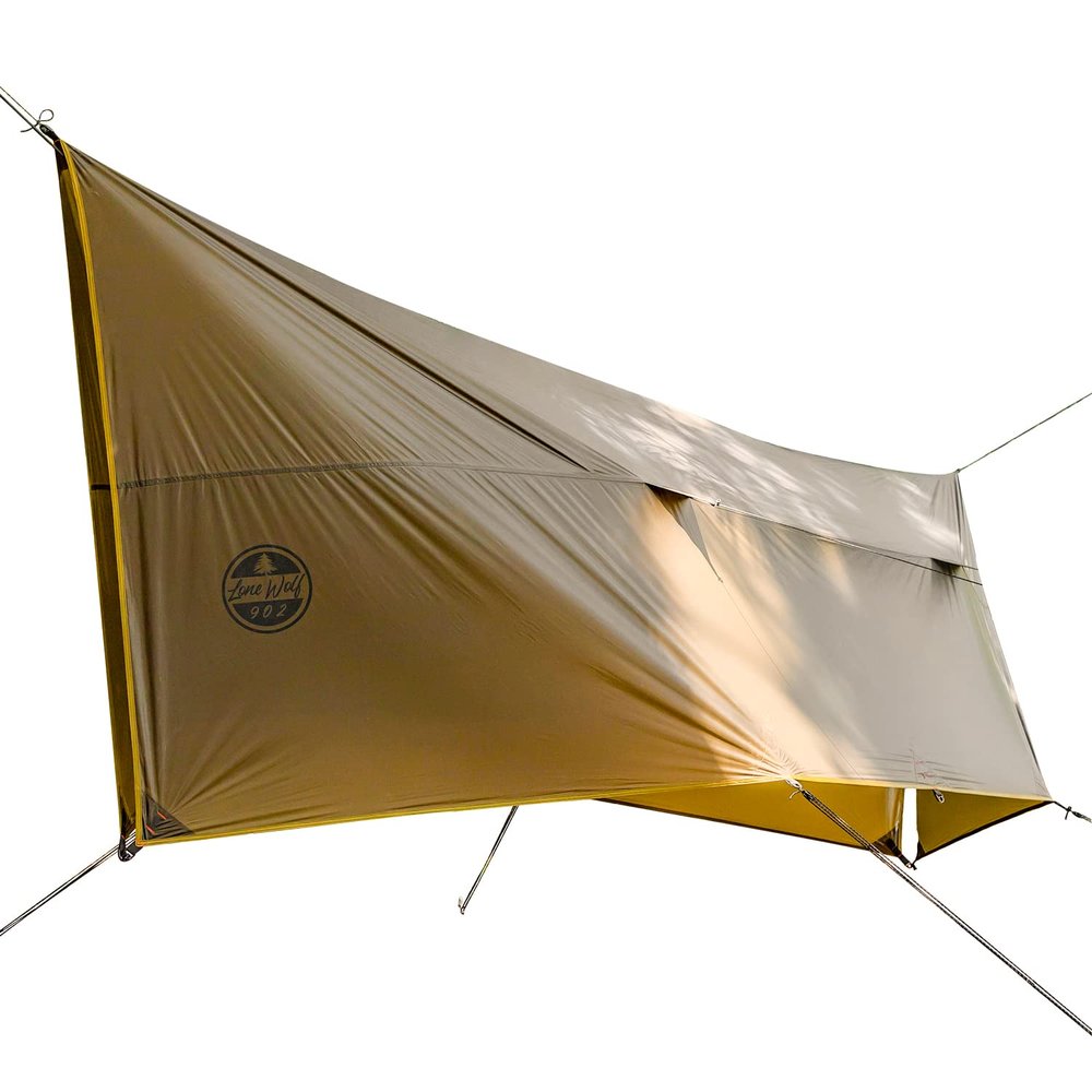 POMOLY Camping Tarp Hammock Tarp 912ft Ultralight 20D Silnylon Waterproof 3000mm for Hiking Backpacking - Wolfden UL