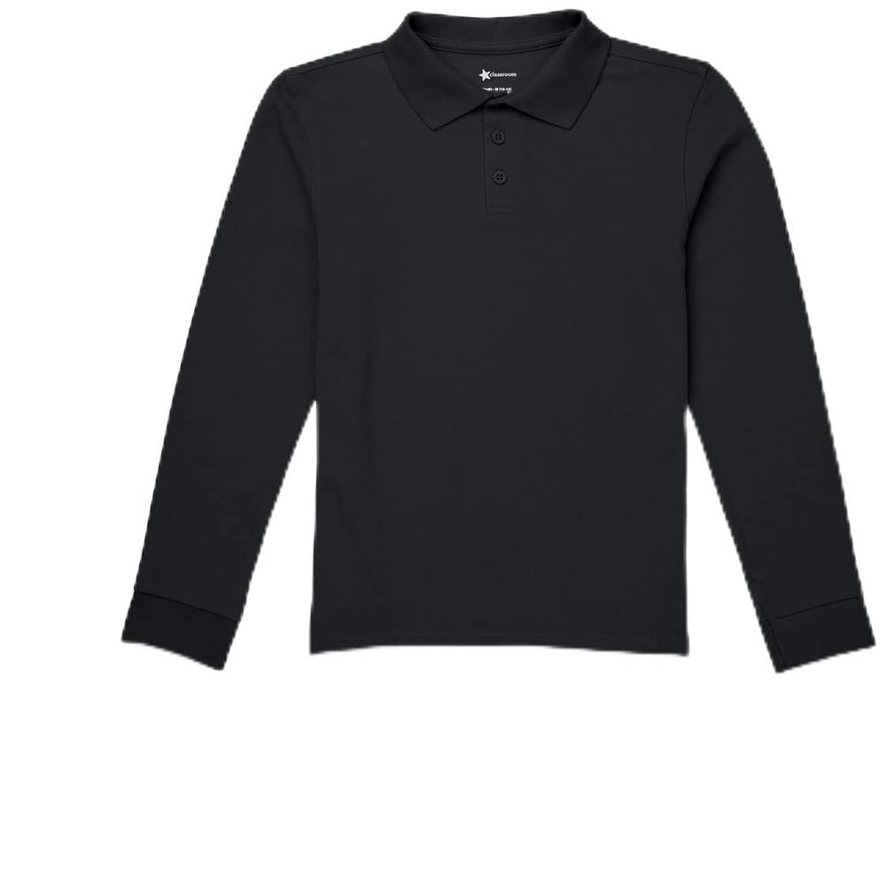 Classroom School Uniforms Big Kid Long Sleeve Pique Polo CR835Y, S, SS Black