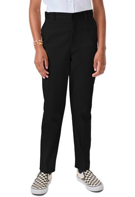 Classroom Uniform Girls Flat Front Pants with 3 Pockets & Zip Fly Front Closure CR101X, 13/14, Black