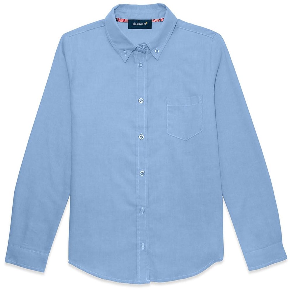 Classroom School Uniforms Big Kid Long Sleeve Oxford Shirt 57412, 14, Light Blue