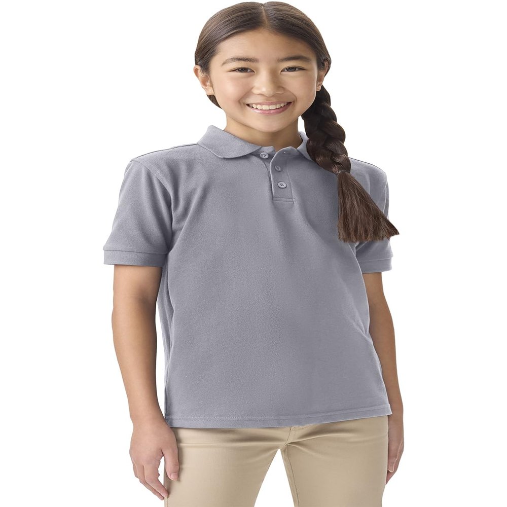 Classroom Uniforms for Boys and Girls, Short Sleeve Pique Polo CR832Y, M, Heather Gray