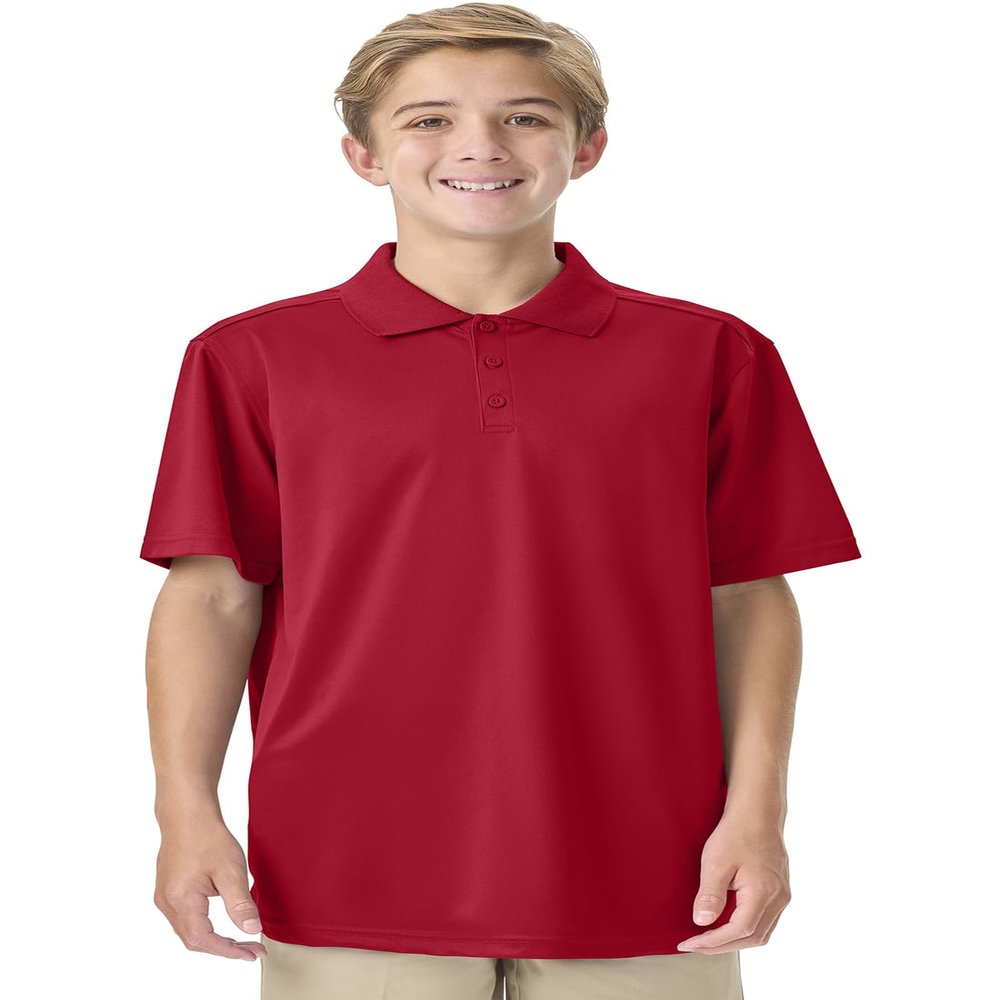 Classroom School Uniforms Unisex Polo T-Shirts with Moisture Wicking & Ribbed Collar CR860Y, XL, Red