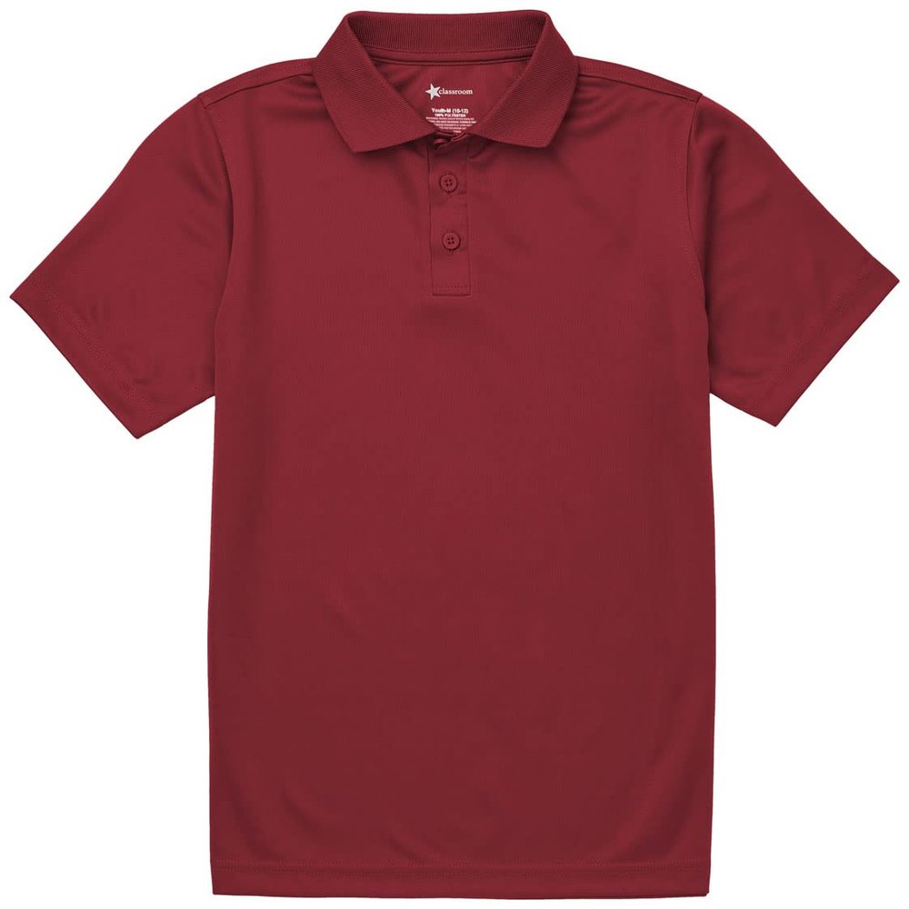 Classroom School Uniforms Unisex Polo T-Shirts with Moisture Wicking & Ribbed Collar CR860Y, S, Red