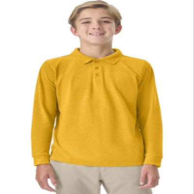 Classroom School Uniforms Big Kid Long Sleeve Pique Polo CR835Y, S, Gold