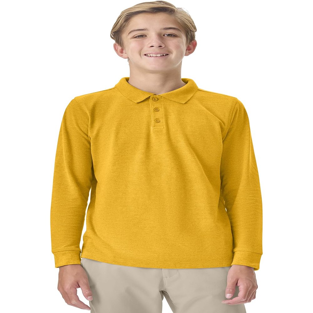 Classroom School Uniforms Big Kid Long Sleeve Pique Polo CR835Y, S, Gold