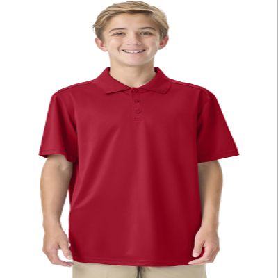 Classroom School Uniforms Unisex Polo T-Shirts with Moisture Wicking & Ribbed Collar CR860Y, L, Red