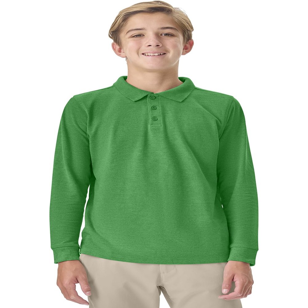 Classroom School Uniforms Big Kid Long Sleeve Pique Polo CR835Y, XL, SS Kelly Green