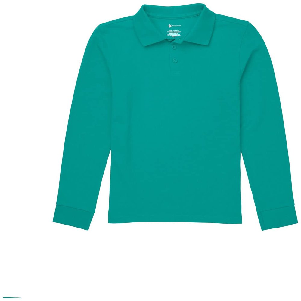 Classroom School Uniforms Big Kid Long Sleeve Pique Polo CR835Y, XS, Teal