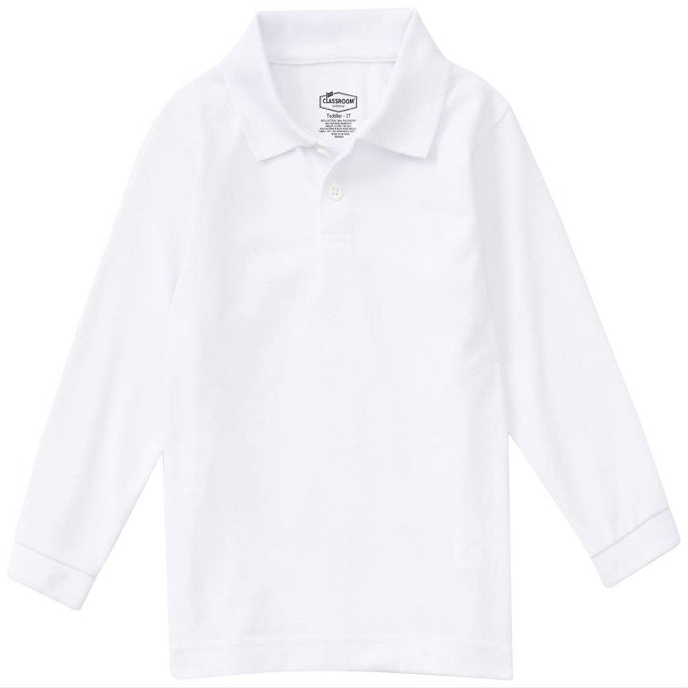 Classroom School Uniforms Big Kid Long Sleeve Pique Polo CR835Y, XS, SS White
