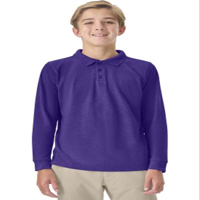 Classroom School Uniforms Big Kid Long Sleeve Pique Polo CR835Y, XL, Dark Purple
