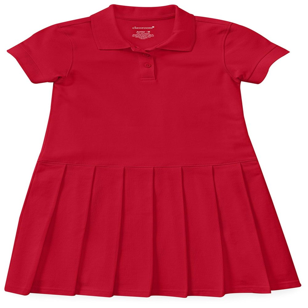 Classroom Girls Polo Dress School Outfit for Toddler,Pleated Skirt 54121, 6X, Red