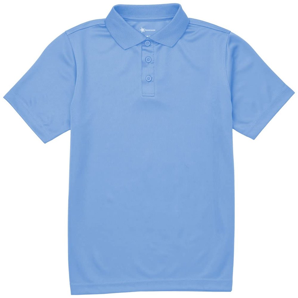 Classroom School Uniforms Big Kid Moisture Wicking Polo CR860Y, S, SS Light Blue