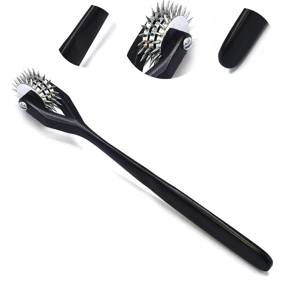 OdontoMed2011 Triple Head Wartenberg Pinwheel, Black Color, 6.5" Length (Hanging) Pin Wheel 3 Head Stainless Steel