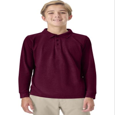 Classroom School Uniforms Big Kid Long Sleeve Pique Polo CR835Y, L, Burgundy