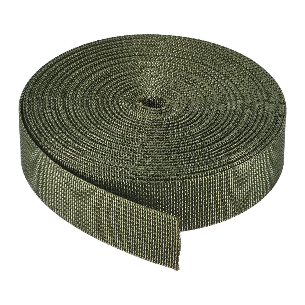 MECCANIXITY Flat Nylon Webbing Strap 1 Inch 10 Yards Olive for Backpack, Luggage-rack