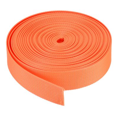 MECCANIXITY Flat Nylon Webbing Strap 1 Inch 10 Yards Neon Orange for Backpack, Luggage-rack