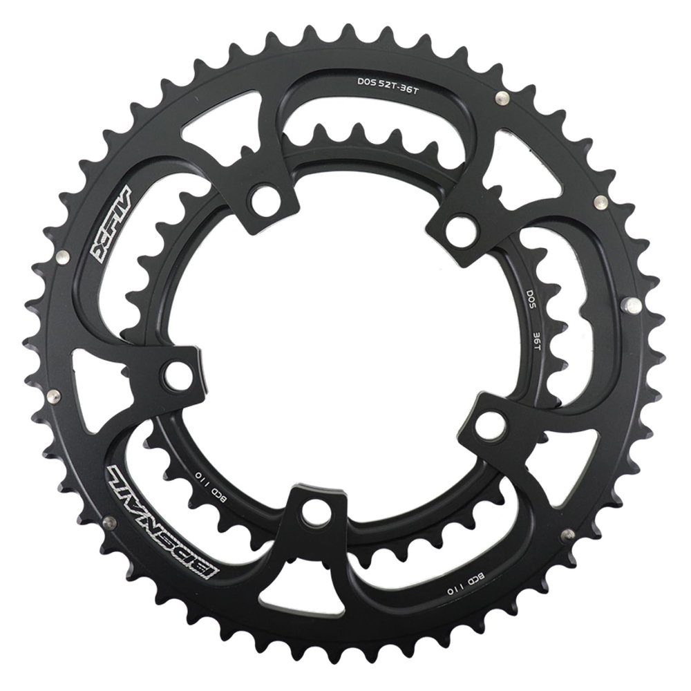 DJC Road Bike Chainring 110BCD Double Chainring 5 Arms Round 2X 50T 34T 53T 39T 52T 36T Gravel for Sram Red Rival S350 S900 (Round 52-36T)