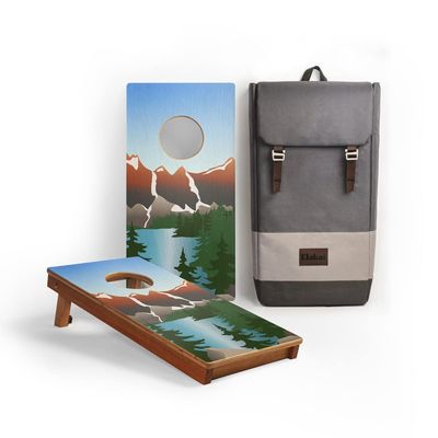 Elakai National Parks Series Premium Travel Cornhole Boards with Carry Case Backpack 1x2 Rocky Mountain