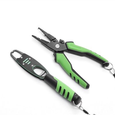 LINFFSTR Muti-Function Fishing Pliers with Weighable Fishing Lip Gripper Up to 18kg for Saltwater and Freshwater Outdoor Fishing Gear Hook Remover Braid Line Cutter Split Ring Opener (Color : Green)