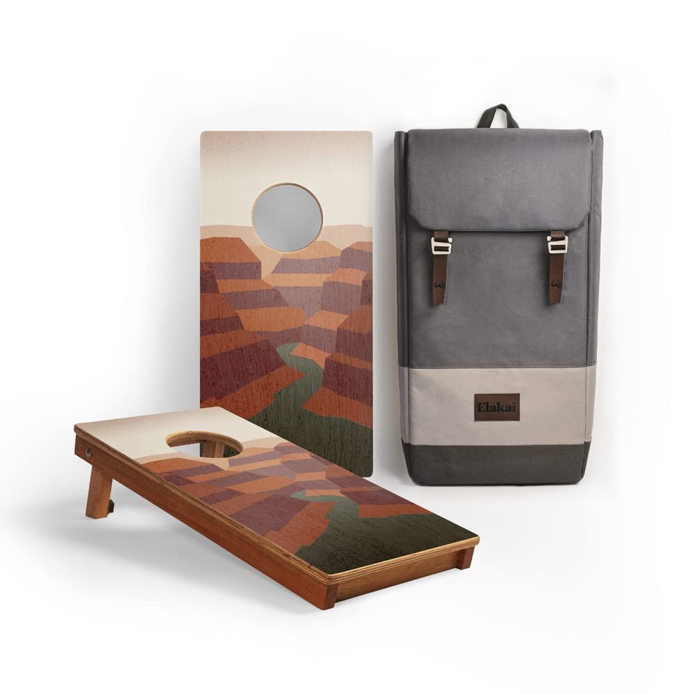 Elakai National Parks Series Premium Travel Cornhole Boards with Carry Case Backpack 1x2 Grand Canyon NP