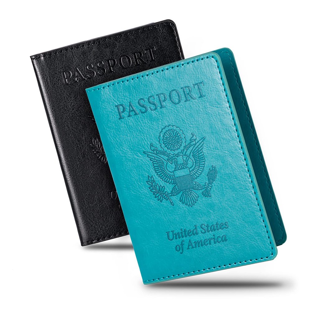 Honmein 2 Pcs Passport holdersUltra Slim passport walletPU Leather Passport Cover Case for Women and Men