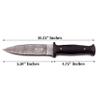 WolfKlinge Handmade Damascus Steel Dagger  Ideal for EDC, Hunting, Survival, Camping, and Fishing. Features a Fixed Spear Point Blade, Full Tang Micarta Handle, and Cowhide Leather Sheath-DCX22-59 view 2