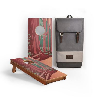 Elakai National Parks Series Premium Travel Cornhole Boards with Carry Case Backpack 1x2 Redwoods NP