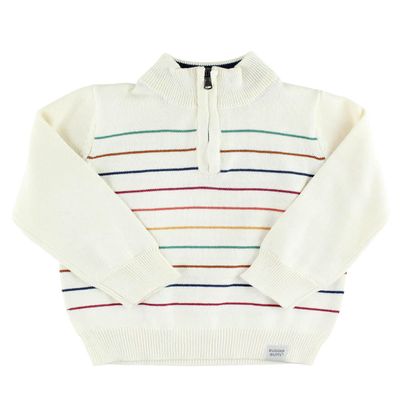 RUGGEDBUTTS Rainbow Stripe Quarter Zip Sweater - 5
