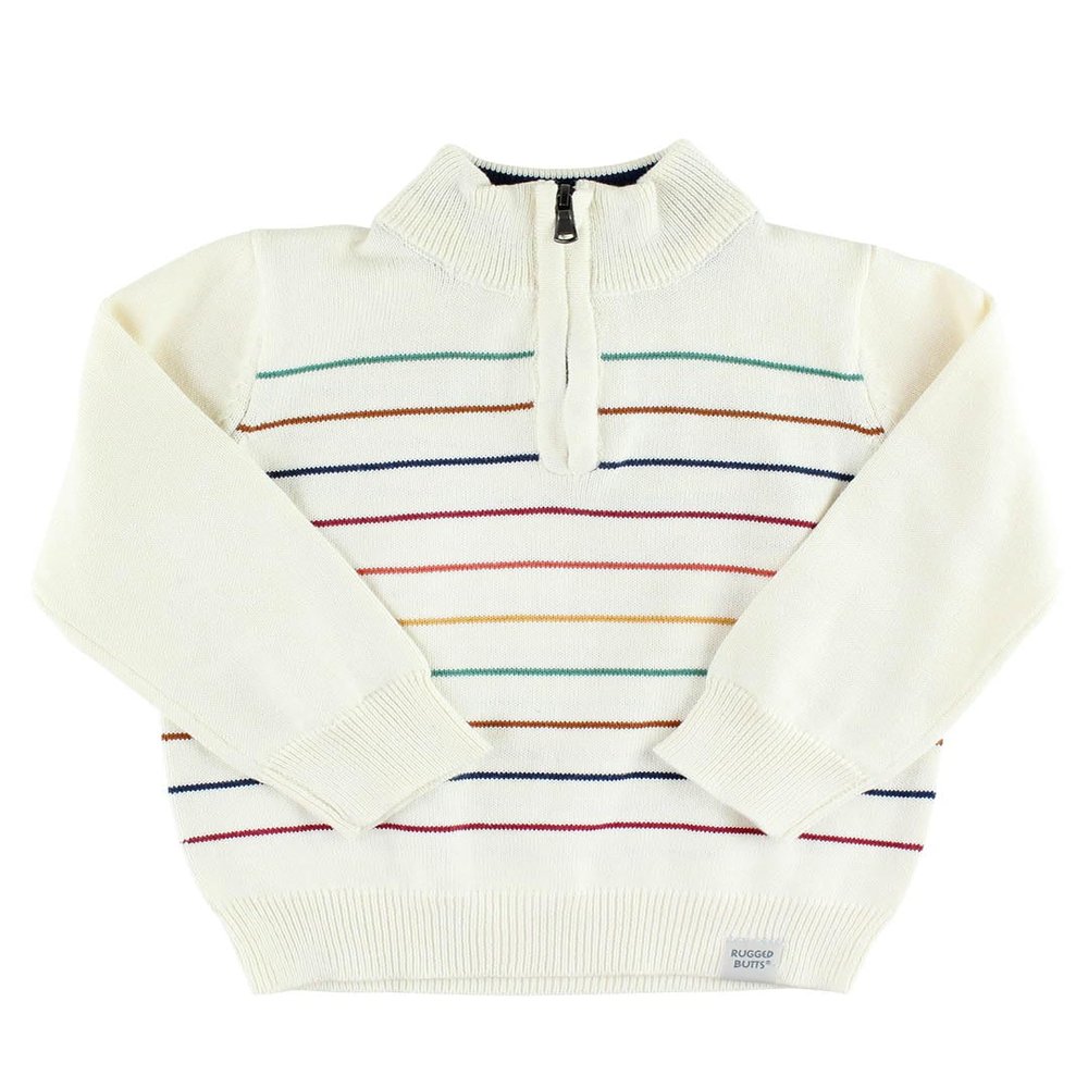 RUGGEDBUTTS Rainbow Stripe Quarter Zip Sweater - 5