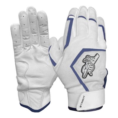 Stinger Sports Sting Squad Batting Gloves for Baseball & Softball (Youth XL, White/Navy Blue)