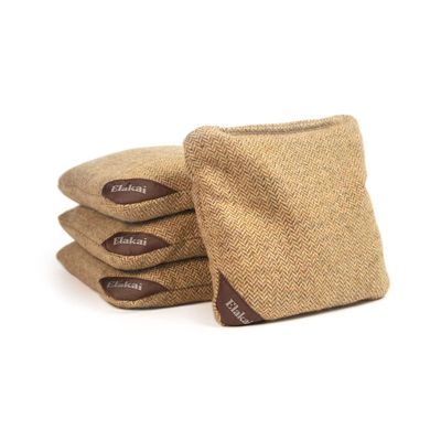 Elakai Cornhole Bags All Weather Single Sided Herringbone Regulation Size and Weight Set of 4 Ochre Yellow 6 in x 6 in
