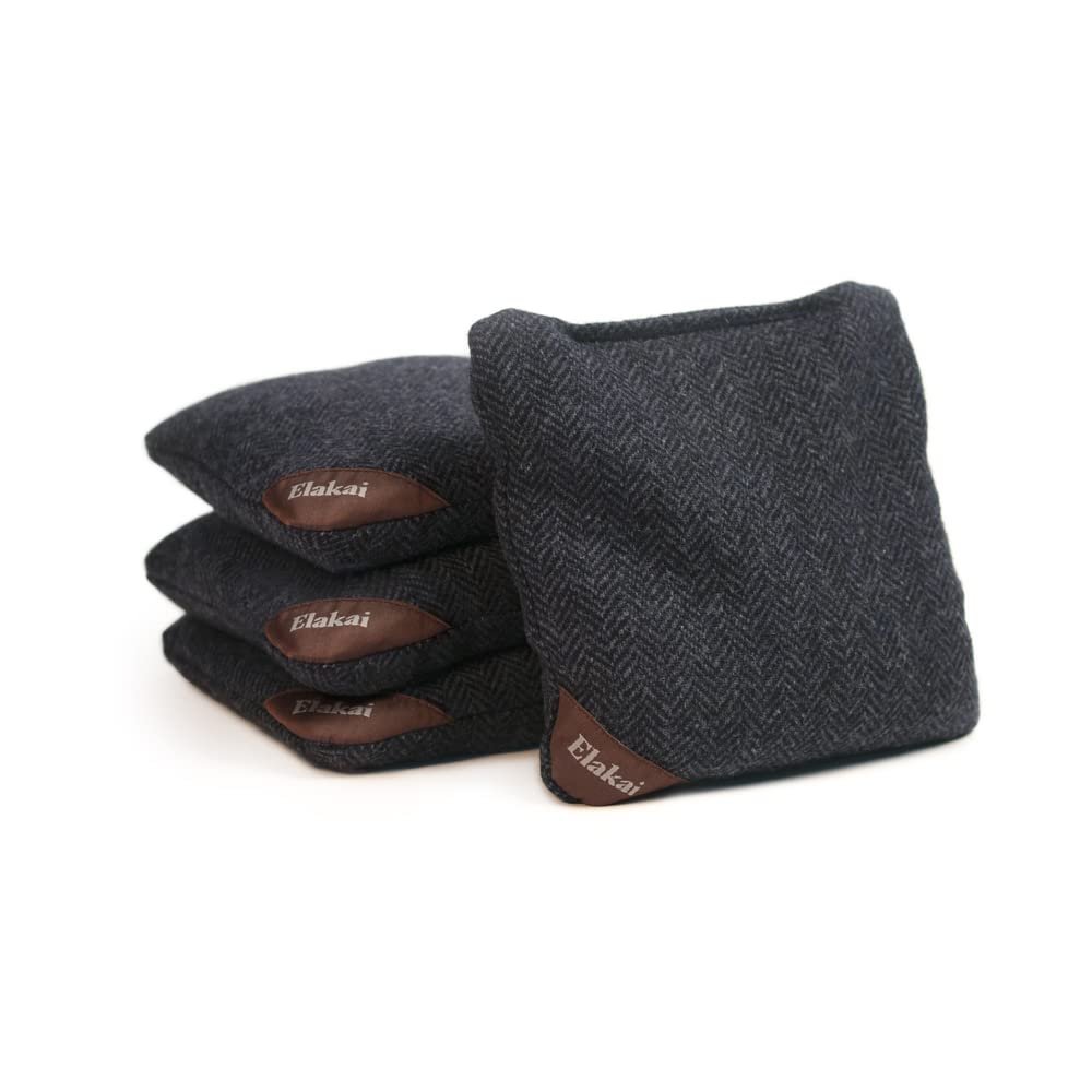 Elakai Cornhole Bags All Weather Single Sided Herringbone Regulation Size and Weight Set of 4 Midnight Navy 6 in x 6 in
