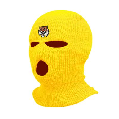 Tigress Ski Mask Animal Embroidered Three Hole Mask Knit Face Cover Graphic Balaclava (Yellow)