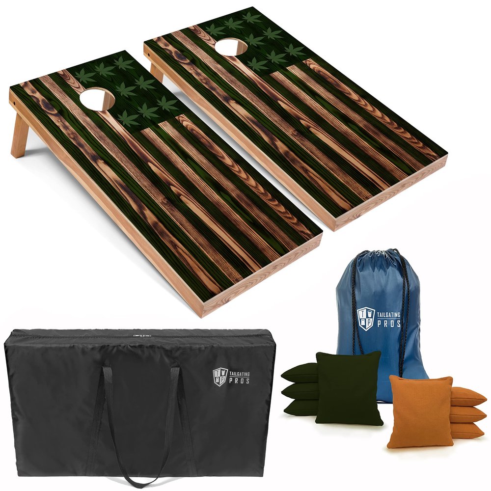 Tailgating Pros Corn Hole Board Set with Bean Bags & Carrying Case -4'x2' Cornhole Bag Toss - Tournament & Lightweight Options - Optional LED Lights