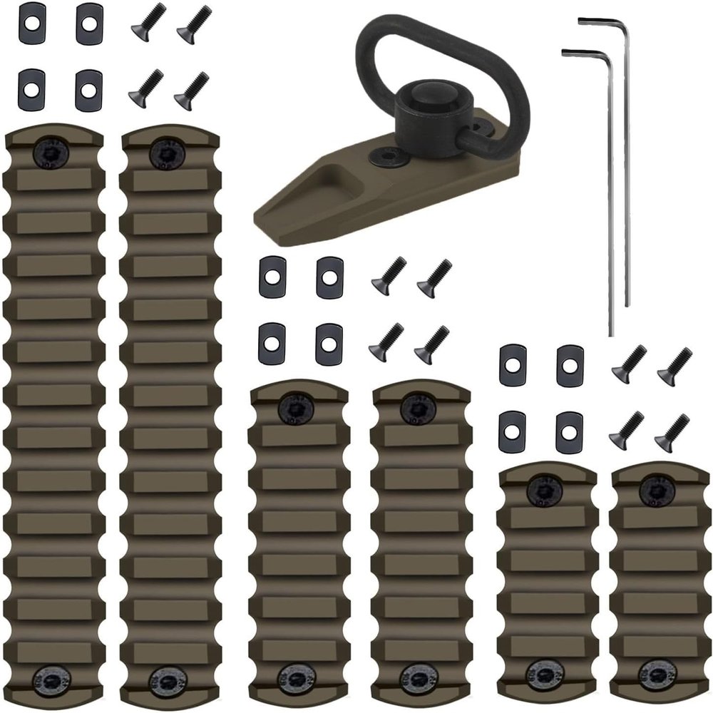 Gotical Combo of 5 Slots & 7 Slots Rail Picatinny Rail Section Adapter Super Value Pack with Set of ScrewsPicatinny Accessory Rail (TAN/FDE - Each Rail 2 PCS)