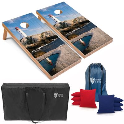 Tailgating Pros Corn Hole Board Set with Bean Bags & Carrying Case -4'x2' Cornhole Bag Toss - Tournament & Lightweight Options - Optional LED Lights