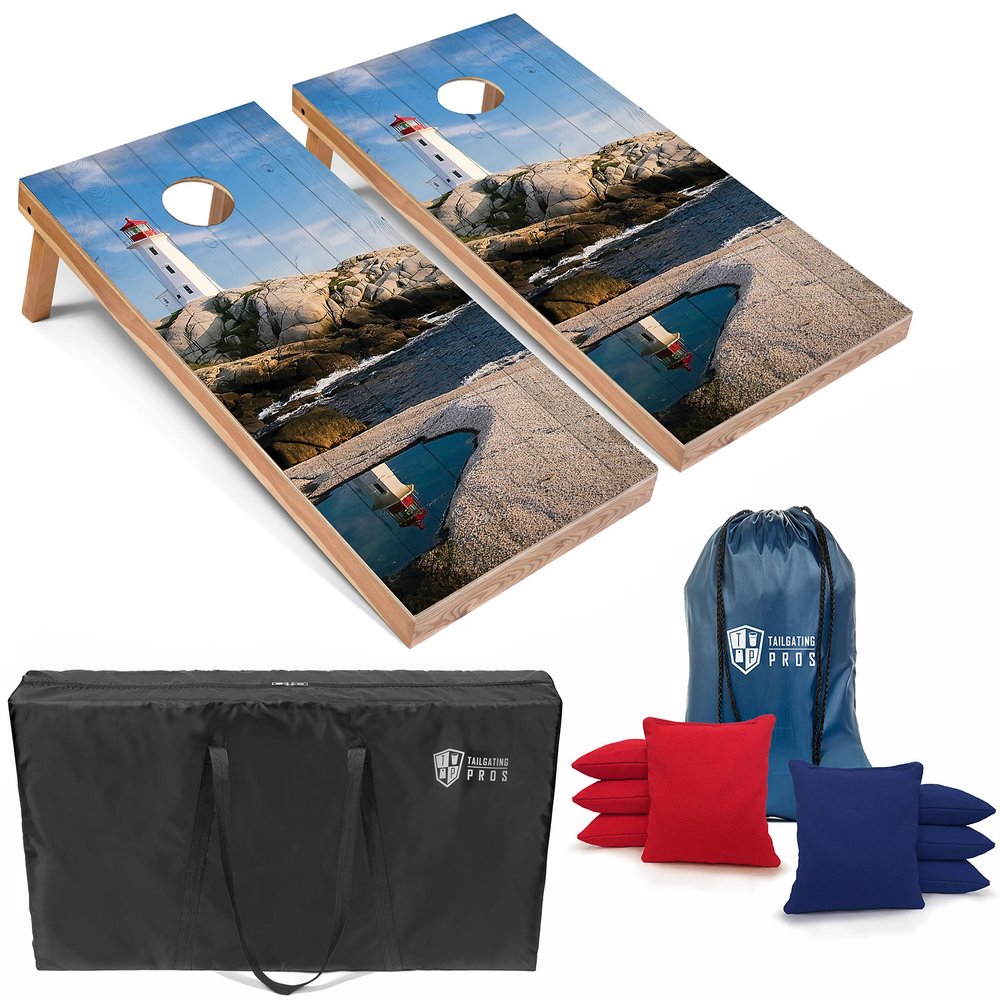 Tailgating Pros Corn Hole Board Set with Bean Bags & Carrying Case -4'x2' Cornhole Bag Toss - Tournament & Lightweight Options - Optional LED Lights