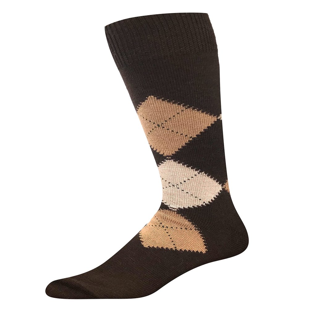 TINKUY PERU Argyle Socks, Mid-Length Long Baby Alpaca Wool Dress Socks for Men and Women, Size 3-14.5 (Medium (4-8), Brown)