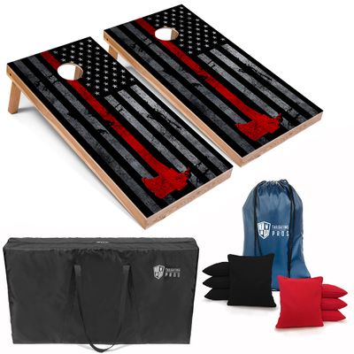 Tailgating Pros American Themed Cornhole Board Set - Official Regulation Size 4'x2' Corn Hole Toss Game w/Set of 8 Bean Bags and Carrying Case - Outdoor Tailgate Yard Game
