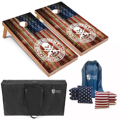 Tailgating Pros American Themed Cornhole Board Set - Official Regulation Size 4'x2' Corn Hole Toss Game w/Set of 8 Bean Bags and Carrying Case - Outdoor Tailgate Yard Game