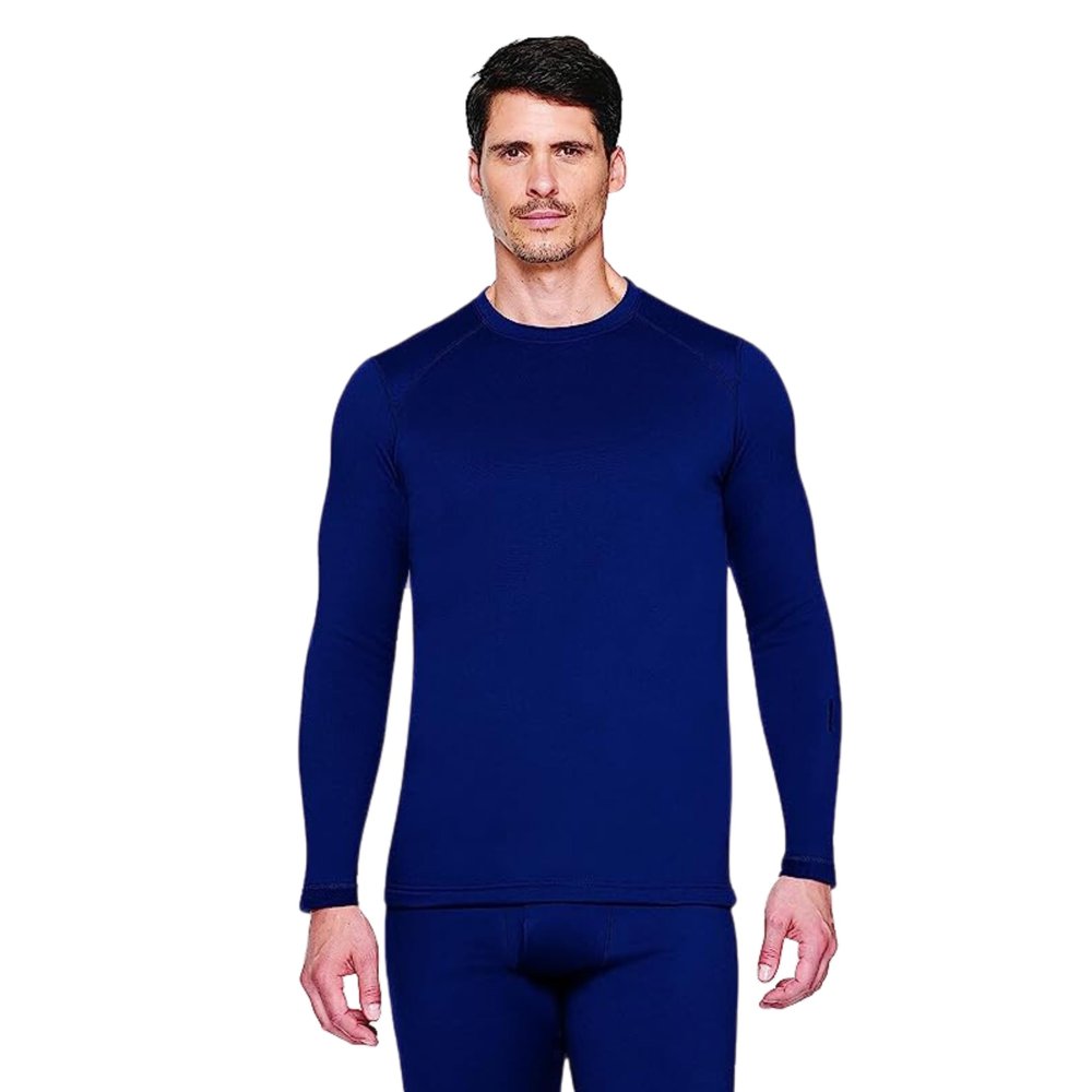 Terramar Men's Military Fleece Long Sleeve Crew, Navy, X-Large