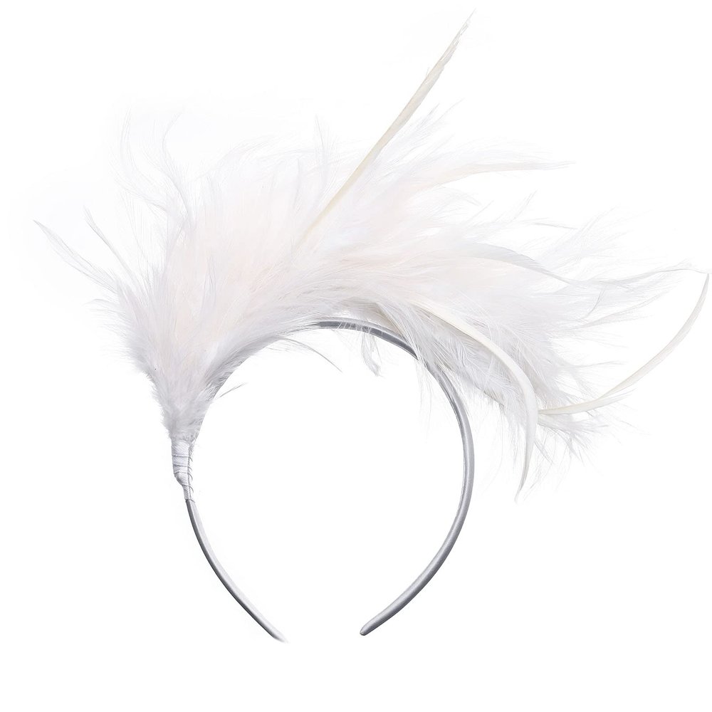 1920s Fascinator Feather Headband Tea Party Cocktail Flapper Headwear Costume Headpieces for Women (White)