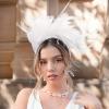 1920s Fascinator Feather Headband Tea Party Cocktail Flapper Headwear Costume Headpieces for Women (White) view 3