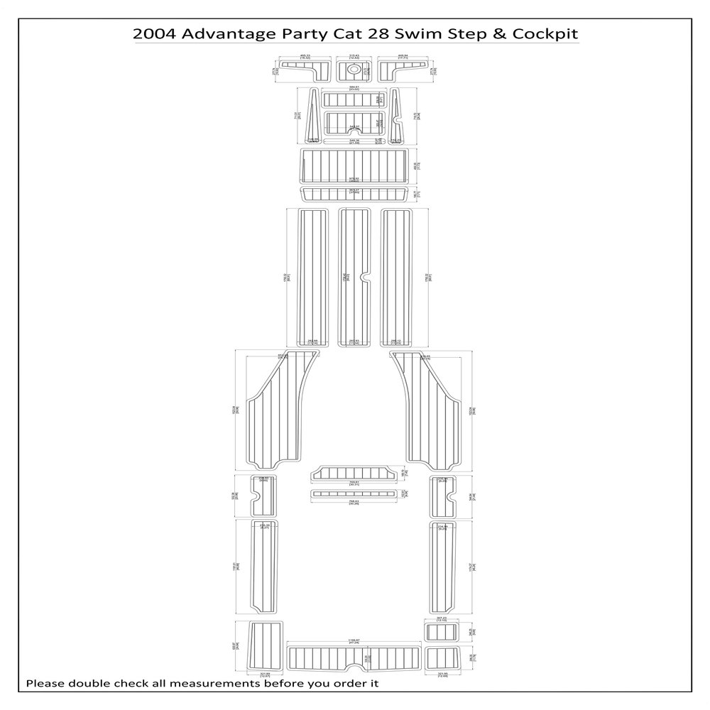 Boat EVA Faux Teak Decking Floor Compatible with 2004 Advantage Party Cat 28 Swim Step Cockpit