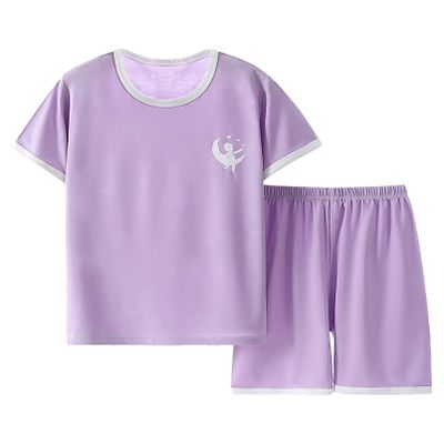 dPois Kids Baby Girl Boys Summer Outfits 2 Piece Casual Suit Daily Clothing Running Jogger Set Tracksuit Homewear Purple 2-3 Years