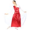 Danzcue Womens Metallic Worship Dance Tunic with Side Slits(White Dress Not Included), Metallic Scarlet, L-XL view 2
