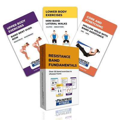 (50+ Cards) Resistance Band Fundamentals Flashcards Pain-Free Fitness, 3x5 in, Workout Cards for Pre-Set Warm Ups, Strength Exercises, Portable-Equipment Tear-Resistant, Bend Resistant Flashcards