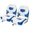 Goplus Low/High Back Boat Seats, Folding Boat Seat with Stainless Steel Screws & Aluminum Hinges, Thickened Sponge Padding, Waterproof Fishing Captain Boat Seats (2 Packs Blue & White) view 1